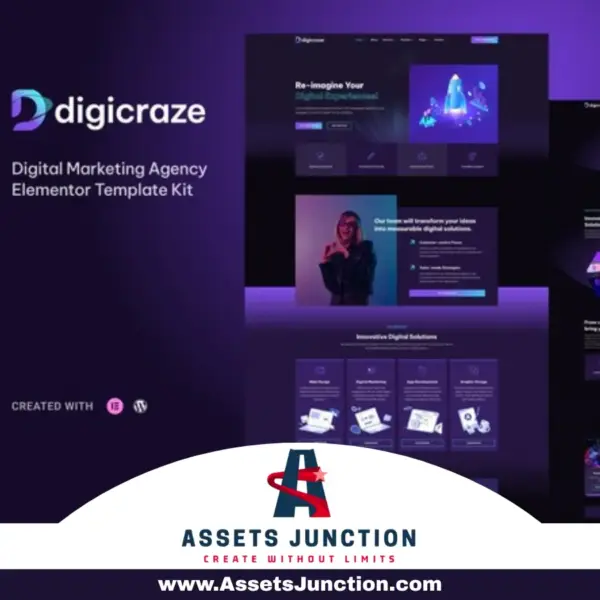 Digicraze Elementor Template Kit for digital marketing agency WordPress website
