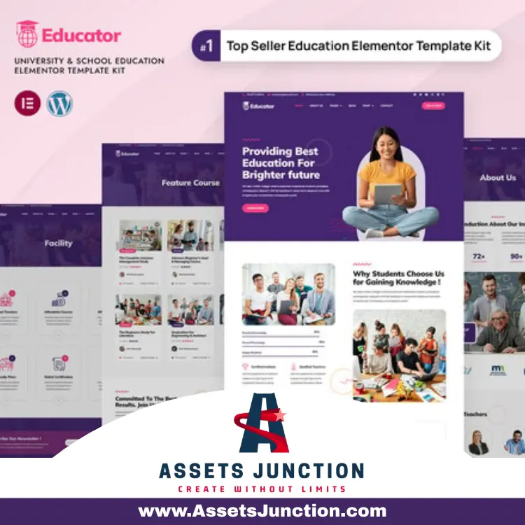 Educator Elementor Template Kit for university and school education WordPress website